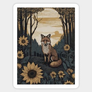 Sunflower Fox Sticker